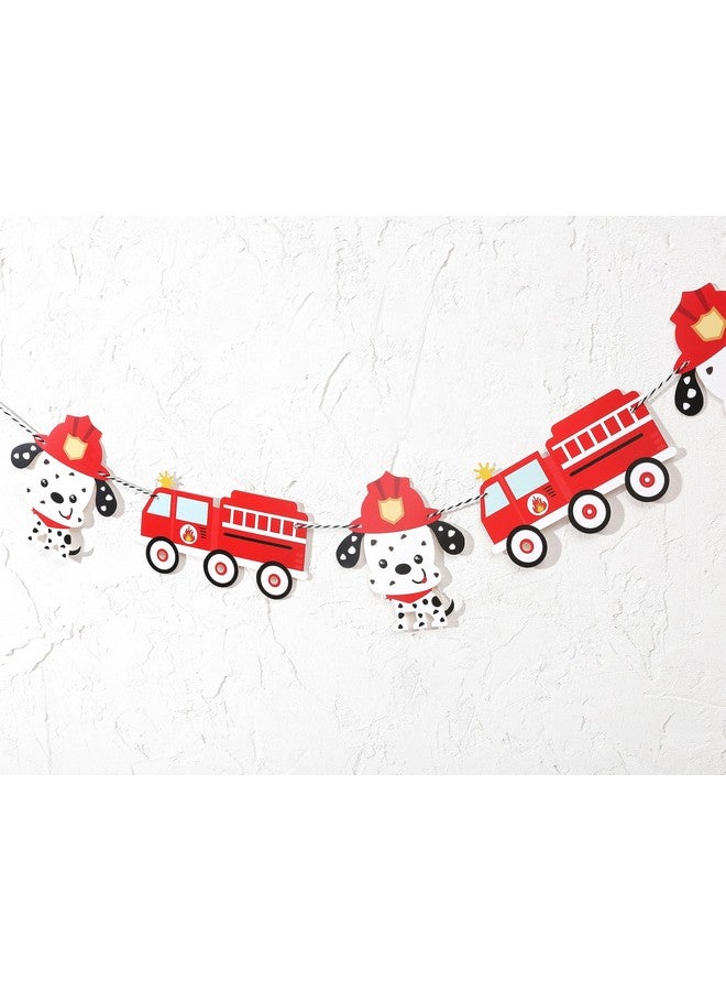Agkvw Puppy Fireman and Firetruck Banner- Printed Firetruck Birthday Party Garland, Firefighter Birthday, Fire Department Party Decor, Fireman Party Deco - Image 1
