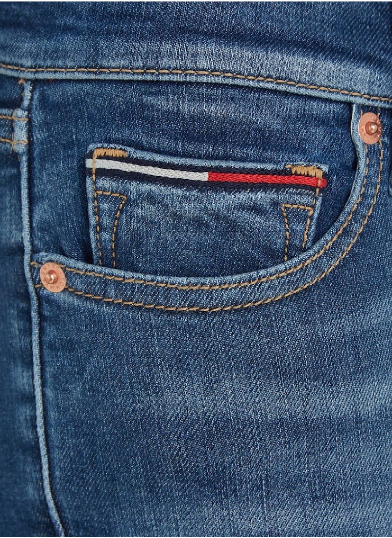 TOMMY JEANS - Women's Nora Mid Rise Skinny Fit Faded Jeans, Blue - Image 1