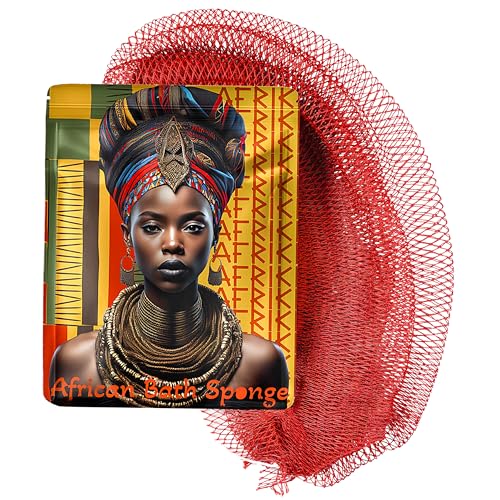 AFRIKI African Net Sponge – Exfoliating Body Scrubber, Black Owned & Rooted in Africa, All Skin Types | 45 in Long (Rust) - Image 1