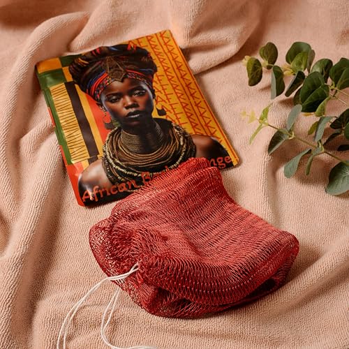 AFRIKI African Net Sponge – Exfoliating Body Scrubber, Black Owned & Rooted in Africa, All Skin Types | 45 in Long (Rust) - Image 2