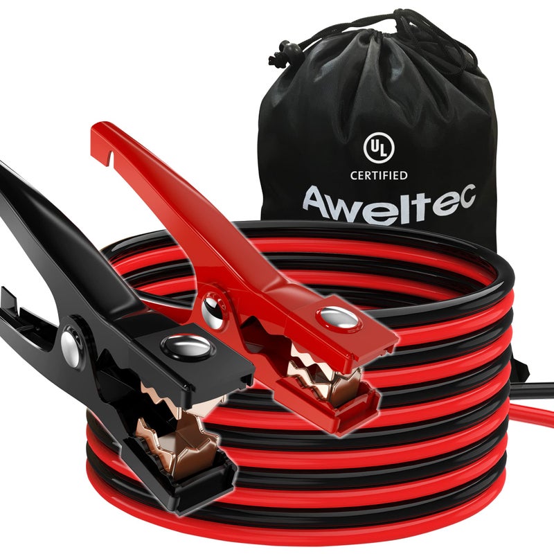 AWELTEC Jumper Cables for car, UL-Listed 8 Gauge 12 Feet Heavy Duty Booster Cables with Carry Bag (8AWG x 12Ft) - Image 1