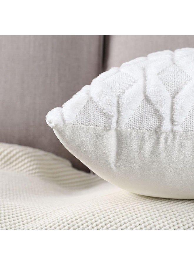 MADIZZ Set of 2 Soft Polyester Short Wool Velvet Decorative Throw Pillow Covers 24x24 inch White Square Luxury Style Cushion Cases European Pillow Shell for Sofa Bedroom - Image 4