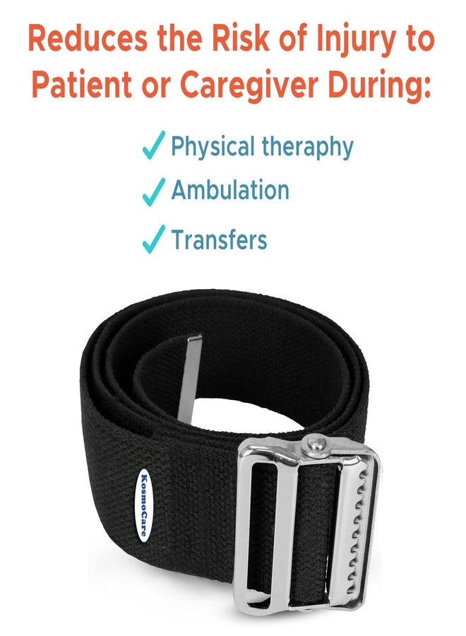 KosmoCare Gait Belt | Transfer Assist with Quick Release Metal Buckle | Medical Safety Strap for Elderly, Disabled & Therapists | 60 Inch Adjustable | Load Capacity 150 kg | Black - Image 3