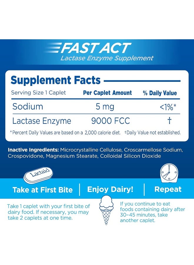 Lactaid - Lactaid Fast Act Lactose Intolerance Relief Caplets with Lactase Enzyme, 12 Travel Packs of 1-ct. - Image 1
