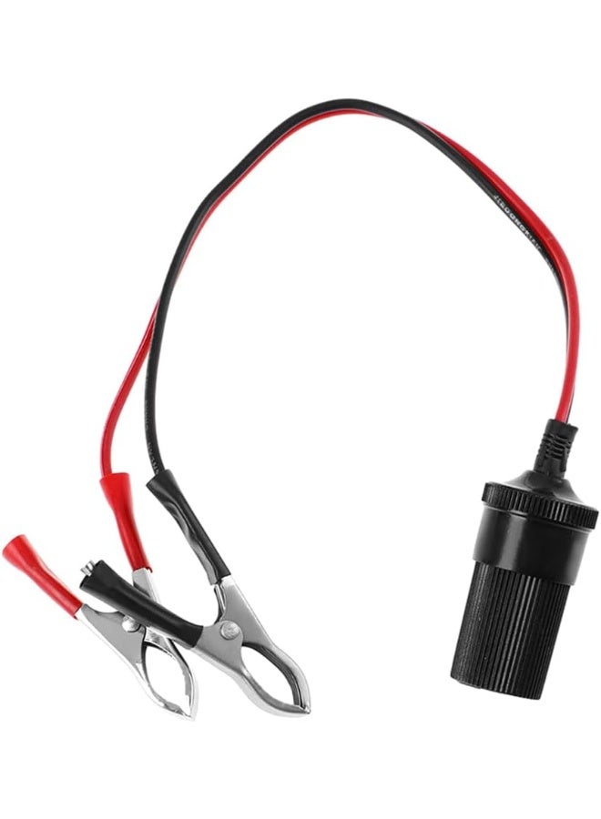 Lighter Battery Adapter, 12V Battery Terminal Clip-on Female Splitter Plug Extension Socket, Universal Car Accessories with Battery Clamp Connector - Image 1