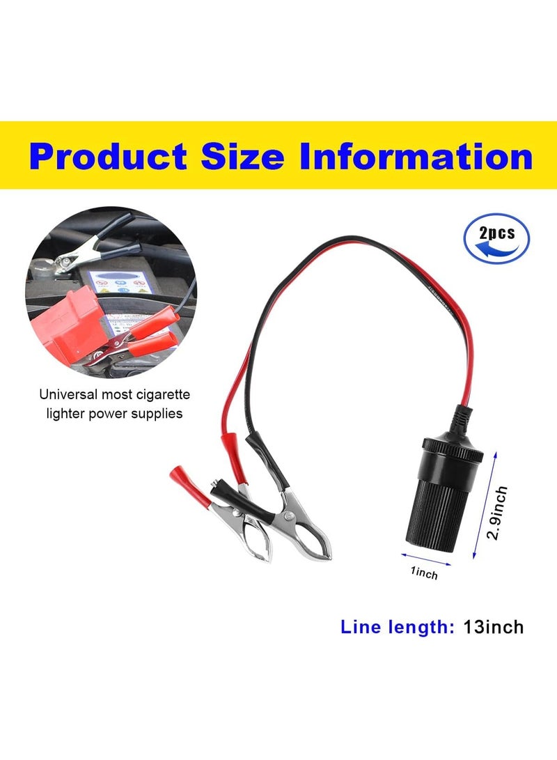 Lighter Battery Adapter, 12V Battery Terminal Clip-on Female Splitter Plug Extension Socket, Universal Car Accessories with Battery Clamp Connector - Image 2
