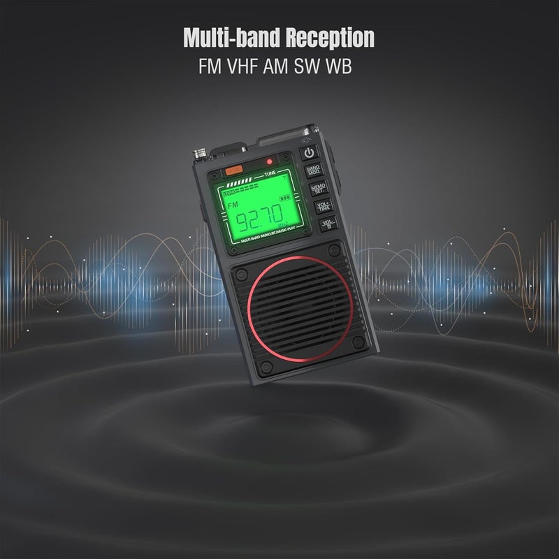 راديو الموجات القصيرة Raddy RF75A مع التحكم عبر التطبيق، راديو محمول AM/FM/VHF/SW/WB راديو الطقس، راديو جيب قابل لإعادة الشحن مع هوائي سلكي بطول 9.85 قدم طرق استخدام متعددة - Image 3
