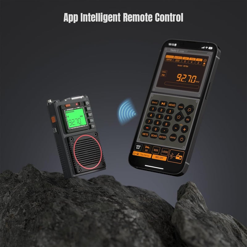 راديو الموجات القصيرة Raddy RF75A مع التحكم عبر التطبيق، راديو محمول AM/FM/VHF/SW/WB راديو الطقس، راديو جيب قابل لإعادة الشحن مع هوائي سلكي بطول 9.85 قدم طرق استخدام متعددة - Image 2