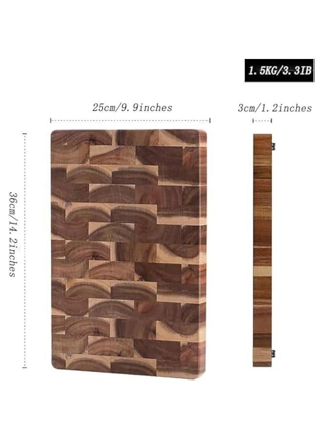 بيوينتي لوح تقطيع خشبي، الواح تقطيع خشبية سميكة للمطبخ، مجموعة الواح تقطيع كبيرة من الخيزران مع مقابض جانبية، لوح تقطيع مع قاعدة مضادة للانزلاق وفتحة للطبق - Image 2