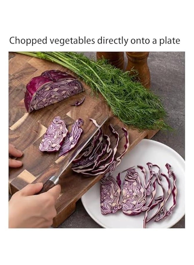 بيوينتي لوح تقطيع خشبي، الواح تقطيع خشبية سميكة للمطبخ، مجموعة الواح تقطيع كبيرة من الخيزران مع مقابض جانبية، لوح تقطيع مع قاعدة مضادة للانزلاق وفتحة للطبق - Image 4