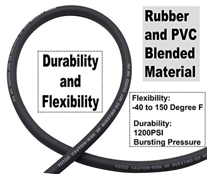 yotoo Hybrid Air Hose 3/8-Inch by 250-Feet 300 PSI Heavy Duty, Lightweight, Kink Resistant, All-Weather Flexibility with 5pcs Solid Brass Repair Fittings, Gray - Image 3