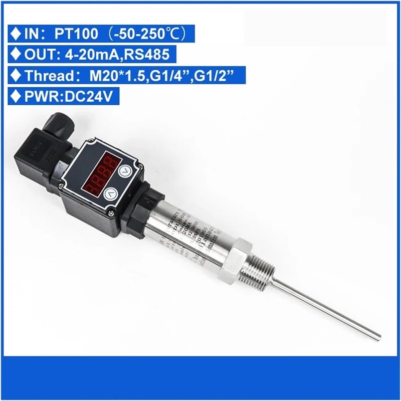 مستشعر حرارة للديزل/الماء/الزيت من نوع Pt100 بجهد 0-10V وعرض LCD (100 مم) - Image 2