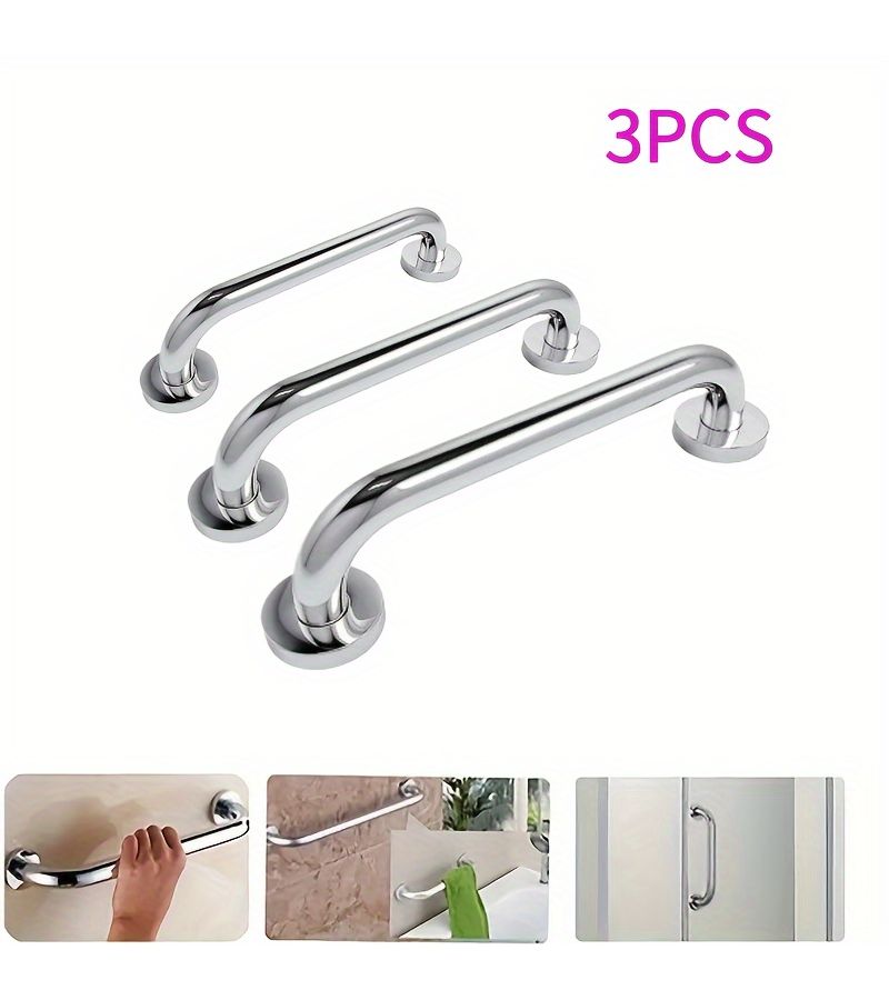 Stainless Steel Grab Bars Set 3pc 11.81 15.75 19.69 Inch Bathroom Safety Rail - Image 1