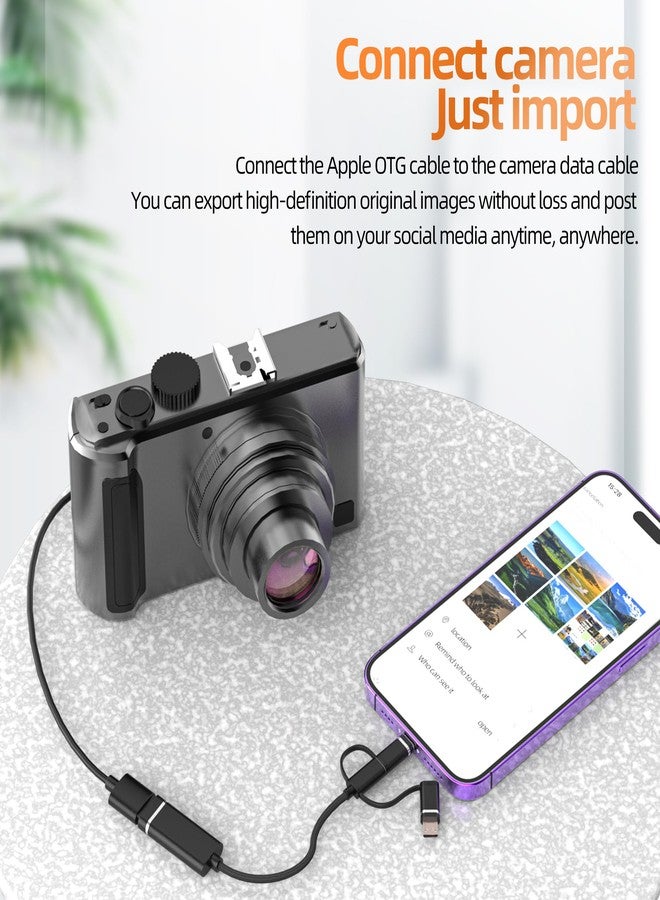 zoyuzan USB C OTG Cable Adapter (3in1) Lightning Micro USB Type C Converter for Apple for iPhone 16 15 14 Pro Max MacBook Compatible for Samsung Android Laptop Flash Drive Camera for iPad Computer Port Dongle - Image 5