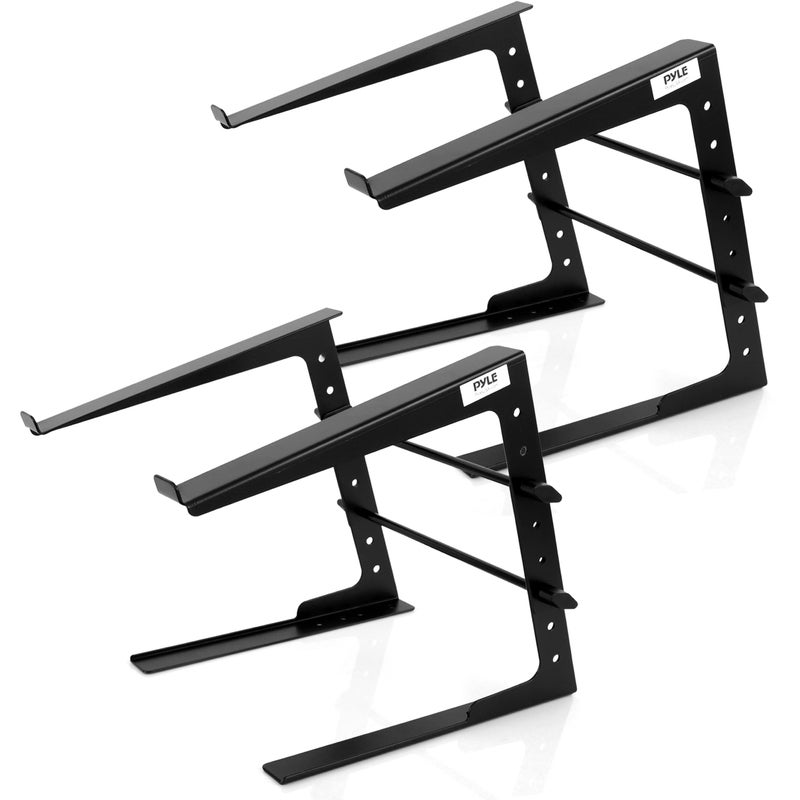 Pyle Universal Portable Laptop Desk Stand 63 to 109 Inch Adjustable Standing Table Monitor Computer Desk Workstation Riser wLevel Height Alignment for DJ PC Gaming Home or Office PLPTS25X2