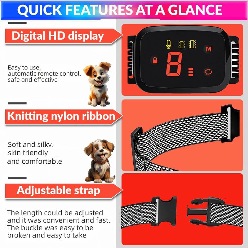 amiciCare Automatic Anti-Barking Dog Collar, Rechargeable Dog Training Collar with 3 Modes and 8 Sensitivity Level - Image 4
