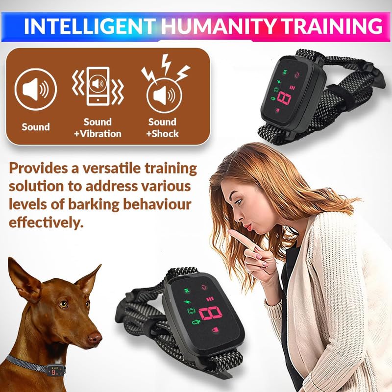 amiciCare Automatic Anti-Barking Dog Collar, Rechargeable Dog Training Collar with 3 Modes and 8 Sensitivity Level - Image 2