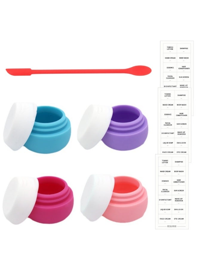Refillable Cosmetic Jars 4Pcs, Versatile  Portable Storage Solutions, 20ml Each, Food-Grade Silicone, Includes Fill Scraper  Labeling Stickers for Organizing Makeup, Skincare, Accessories - Image 1