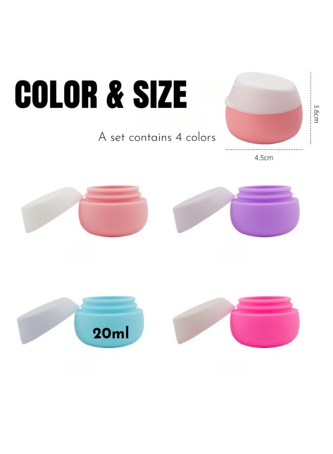Refillable Cosmetic Jars 4Pcs, Versatile  Portable Storage Solutions, 20ml Each, Food-Grade Silicone, Includes Fill Scraper  Labeling Stickers for Organizing Makeup, Skincare, Accessories - Image 2