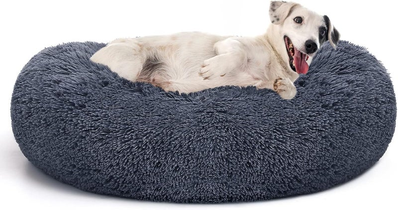 MIXJOY Orthopedic Dog Bed Comfortable Donut Cuddler Round Dog Bed Ultra Soft Washable Dog and Cat Cushion Bed (20''/23''/30'') (30'', Grey-Blue) - Image 1