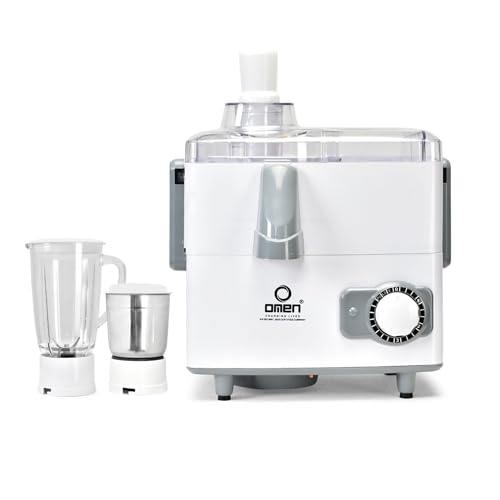 Omen Changing Lives Hurricane Juicer Mixer Grinder | 2 Jars for Chutney, Dry & Liquidizing | Powerful 550W Motor | Durable Stainless Steel Blades & Transparent Lids | White | 2-Year Warranty - Image 1