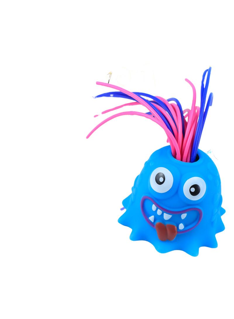 Hair Pulling Little Monster Can Be Tied Braids Decompression Vent Toys Educational Creative Vent Novelty Monster Big Eyes Boy Special Stress Reliever Toys Blue - Image 1