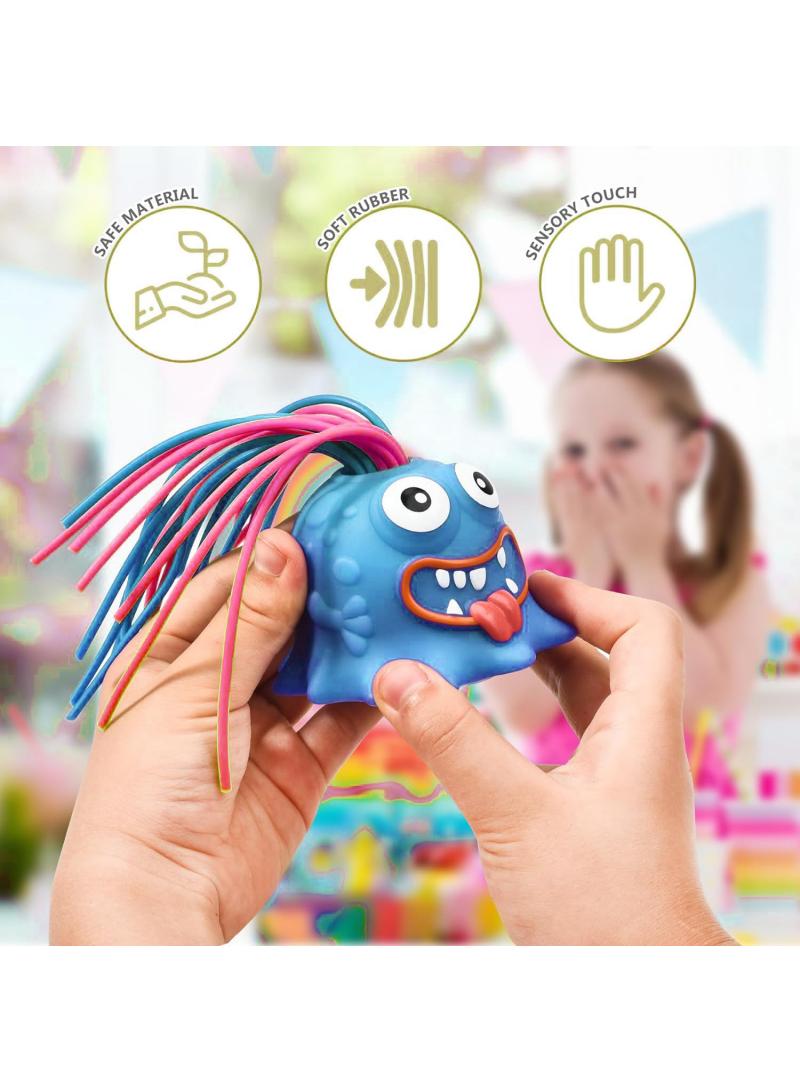 Hair Pulling Little Monster Can Be Tied Braids Decompression Vent Toys Educational Creative Vent Novelty Monster Big Eyes Boy Special Stress Reliever Toys Blue - Image 3