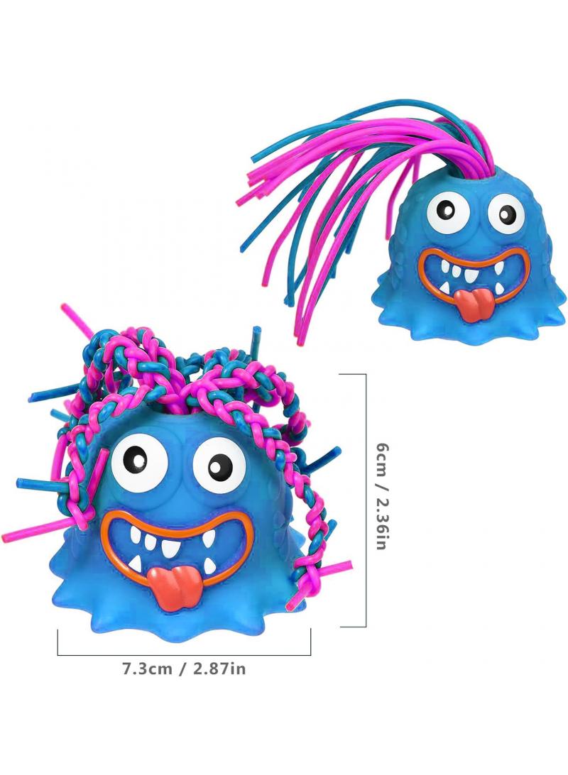 Hair Pulling Little Monster Can Be Tied Braids Decompression Vent Toys Educational Creative Vent Novelty Monster Big Eyes Boy Special Stress Reliever Toys Blue - Image 4