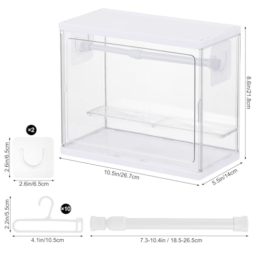Rainmae Doll Clothes Closet Compatible with Labubu Clothes Stackable Clear Wardrobe Cabinet with Detachable Display Shelf Rod 10 Hangers for 1517cm Doll Clothes Storage and Organizing - Image 5