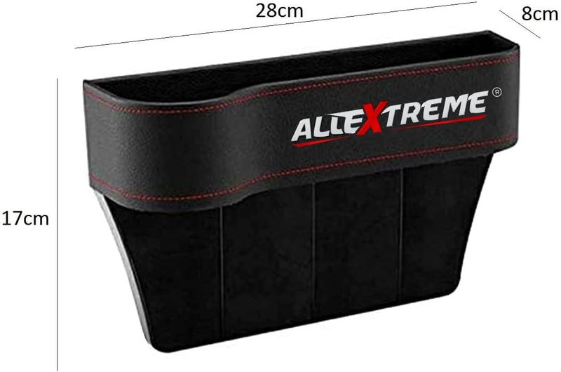 Allextreme EXSO01 Car Seat Gap Filler Leather PU Car Console Side Storage Organizer Seat Pockets Catch Caddy/Card Mobile Holder Storage Box (Black, 1 PC) - Image 2