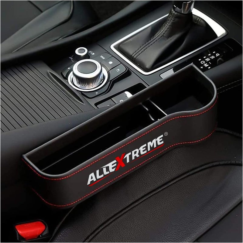 Allextreme EXSO01 Car Seat Gap Filler Leather PU Car Console Side Storage Organizer Seat Pockets Catch Caddy/Card Mobile Holder Storage Box (Black, 1 PC) - Image 1