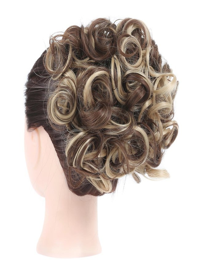 Elaine Combs Messy Bun Hair Piece Curly Dish Hair Buns Extension Thick Chignon Hairpiece Clip in Ponytail Scrunchies Hair Pieces for Women (Ash Blonde & Medium Golden Brown Mixed -#60) - Image 5