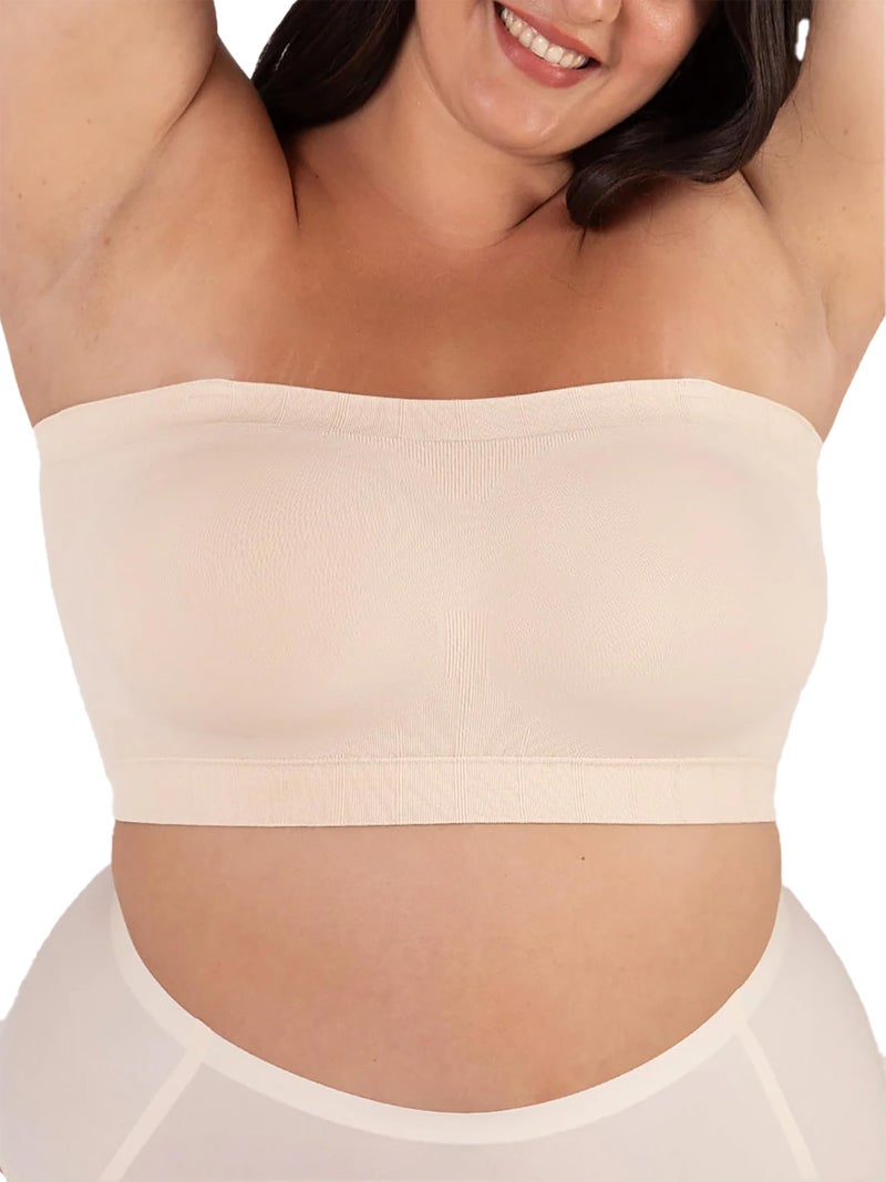 SHAPERMINT Strapless Bras for Women - Bandeau Bra, Small to Plus Size Bras for Women, Strapless Top Beige - Image 1
