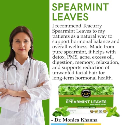 TEACURRY Spearmint Leaf Tea Bag - Helps With Hormonal Imbalance, Facial Hair, And Memory | Spearmint Loose Leaf ((120 Tea Bags - 4 Month Pack)) - 60Gm - Image 2