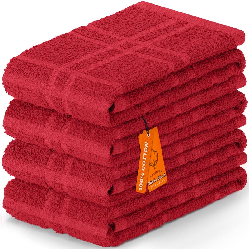 DecorRack Large Kitchen Towels, 15" x 25" Absorbent Dishcloths, 100% Cotton Hand Towels, Plaid Pattern Cleaning Rags, Assorted Set (Pack of 4) - Image 5