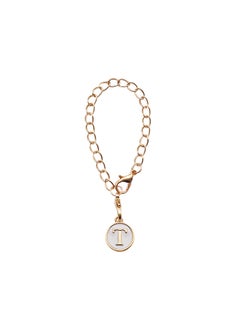 Generic Cute Alphabet Number Charm Keychain T-white alloy drop letter pendant 