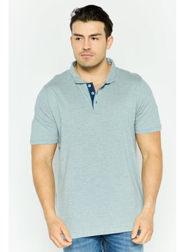 Project Essentials Men Regular Fit Stripe Short Sleeve Polo Shirt, Grey  - Image 1
