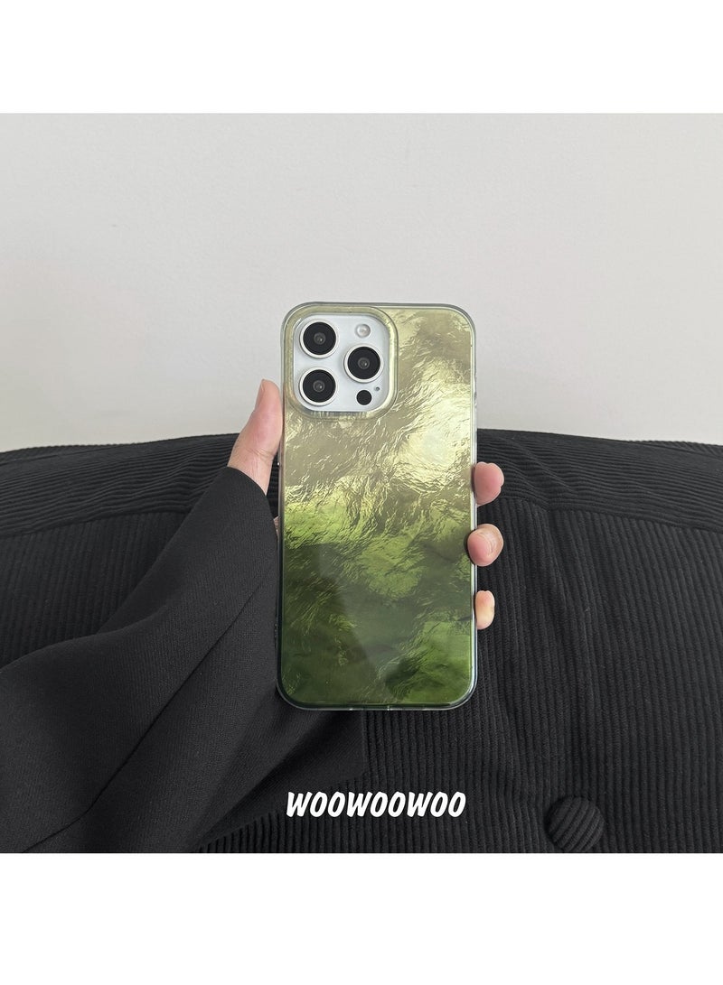 NIBEMINENT Tin Foil Pattern Simplicity Protective TPU Case Cover For iPhone 17 Pro, Green Gradient