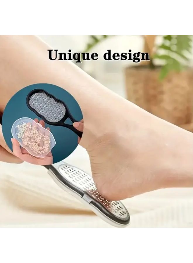 1pc Professional Stainless Steel Foot File in Black Splash Proof Design Ergonomic Handle Coarse and Fine Grit Exfoliating Surface Durable Plastic Material Home SPA Pedicure Manicure Care Foot Dead Skin Remover Foot Scrubber Heel Scraper Perfect Gift for Graduation Thanksgiving Christmas - Image 2