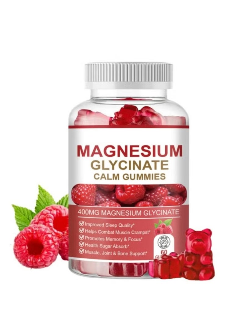 Magnesium Glycinate Magnesium Glycinate Chelate Gummies 400mg – 60 Gluten-Free Non-GMO Gummies with Organic Vegetables for Sleep Support, Calm, Stress Relief and Muscle Cramp Aid  - Image 1