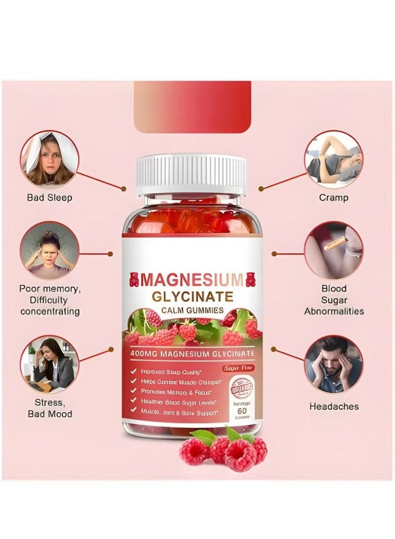 Magnesium Glycinate Magnesium Glycinate Chelate Gummies 400mg – 60 Gluten-Free Non-GMO Gummies with Organic Vegetables for Sleep Support, Calm, Stress Relief and Muscle Cramp Aid  - Image 4