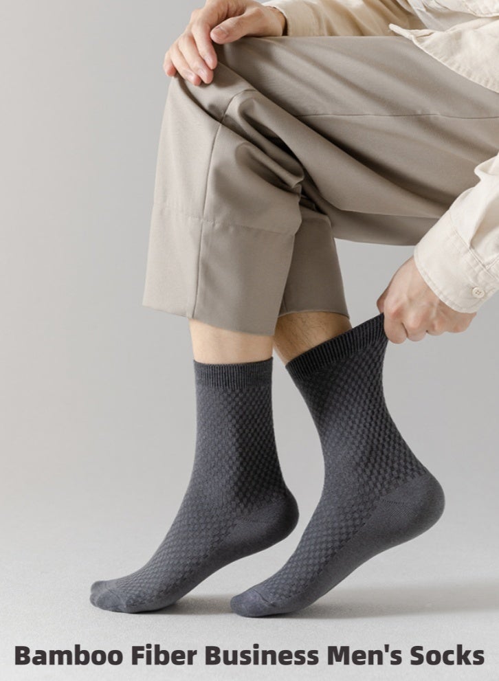 لولكس جوارب رجالية من الخيزران من Lullaxx، 5 أزواج، حتى منتصف الساق، جوارب رسمية، تمتص الرطوبة، مناسبة لجميع المواسم، بنمط مخطط في مجموعة متنوعة من الألوان لملابس العمل غير الرسمية - Image 2