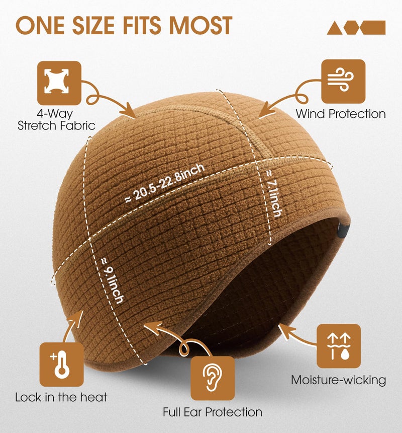 SUNMECI Winter Thermal Helmet Liner Skull Cap, Fleece Lined Warm Cycling Cap Ski Hat Beanie for Men Women Brown - Image 3