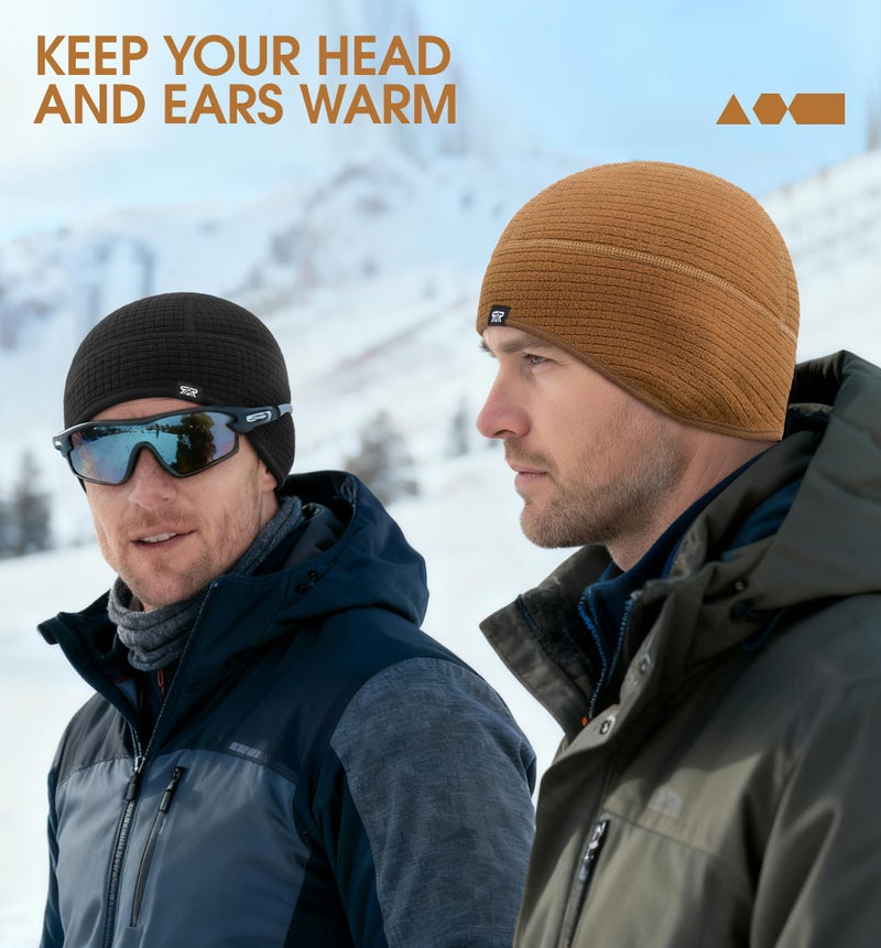 SUNMECI Winter Thermal Helmet Liner Skull Cap, Fleece Lined Warm Cycling Cap Ski Hat Beanie for Men Women Brown - Image 5