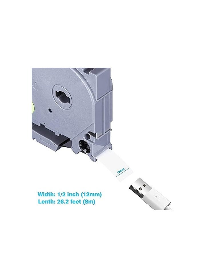 LIMITLESS - Label Maker Tape Compatible Tape Replacement for Brother P-Touch TZe-131 TZ-131 Label Tape 12mm 0.47 Inch, Black on Clear for P-Touch PT-D210 PT-H110 PT-D400 (Black on White, 2-Pack) - Image 1