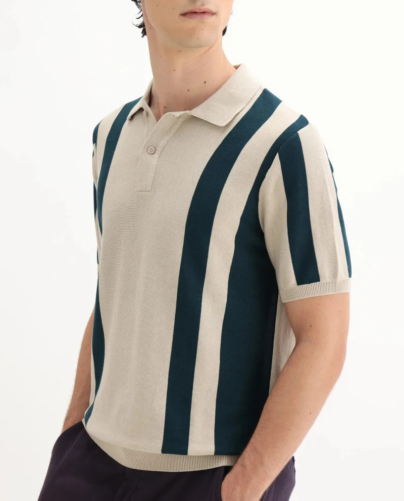 Rare Rabbit Men's Cotton Regular Fit Striped Polo