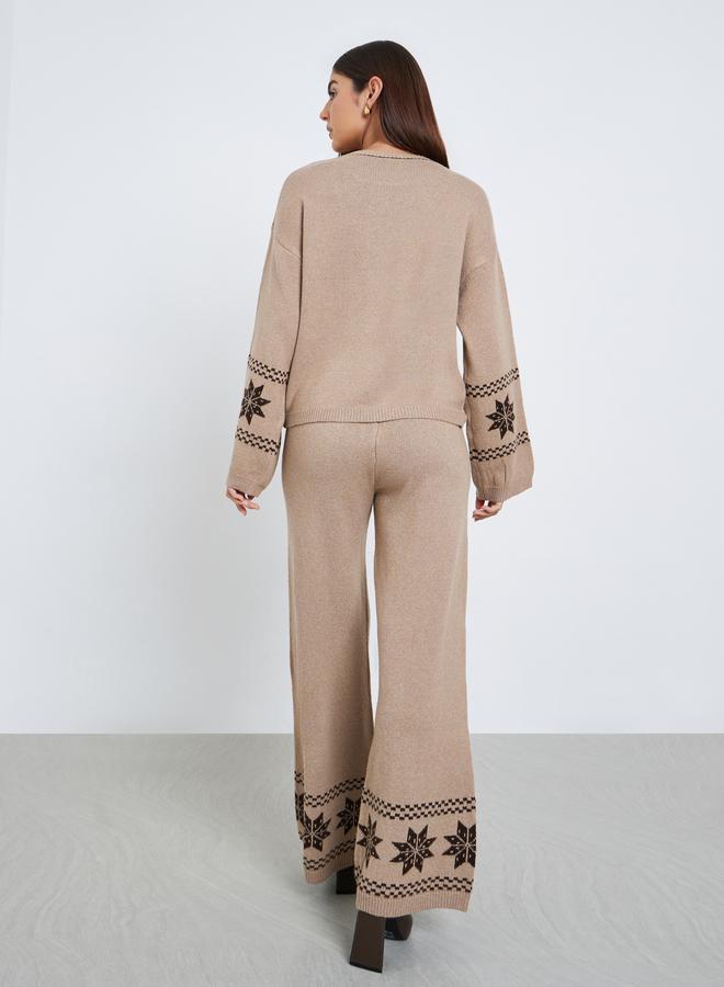 Take Two Retro Graphic Round Neck Knit Top and Pants Co-Ords - Image 5