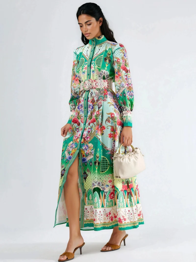 Jennyfer Floral Belted Maxi Dress
