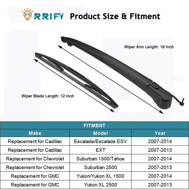 Generic ORRIFY Rear Windshield Wiper Arm Blade 15277756 for Chevy Tahoe Suburban, for Cadillac Escalade, for GMC Yukon 2007-2014 Back Windshield Wiper Assembly  - Image 2