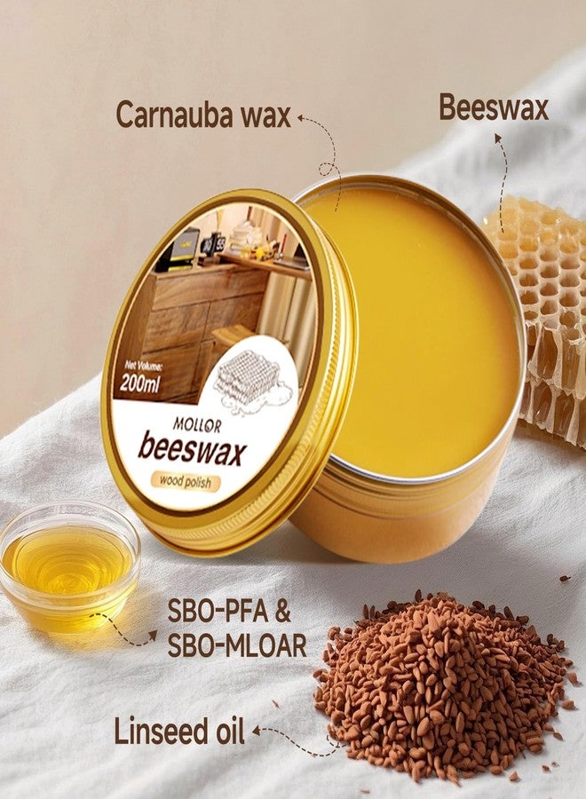 MOLLOR Non-Toxic Wood Wax for Furniture - 100% Natural Chalk Paint Wax for Sealing & Protecting Painted and Raw Wood Surfaces, Wooden Floors & More - Clear Protective Finish, 7 Oz (Includes Tools) - Image 4